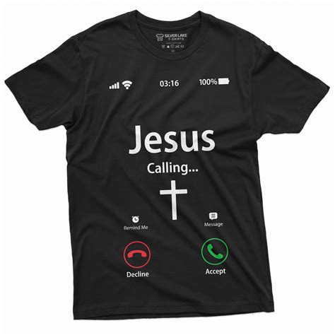 Jesus Calling Accept Decline Phone Menu Tee Shirt Church Christian God