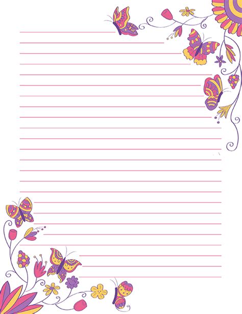 Purple Floral Printable Stationery Letter Printable