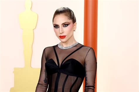 Lady Gaga S Sheer Corset Versace Dress At The Oscars Popsugar Fashion Uk Photo