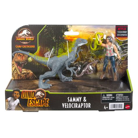 Buy Jurassic World Human And Dino Pack Sammy Velociraptor And 2 Compy Camp