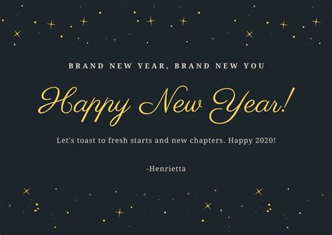 Happy New Year Card Template Holiday Card Design Digital Printable New