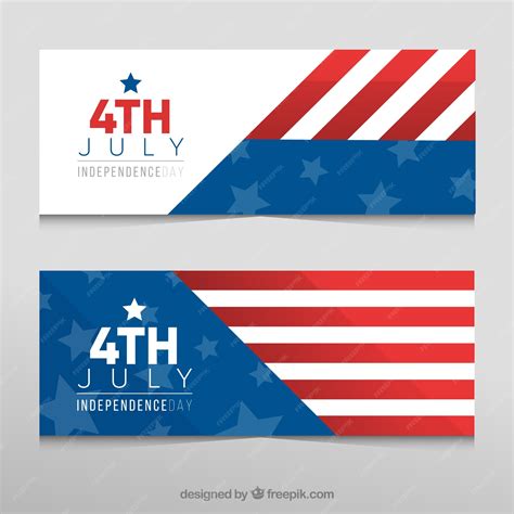 Free Vector Independence Day Banners With Abstract American Flag