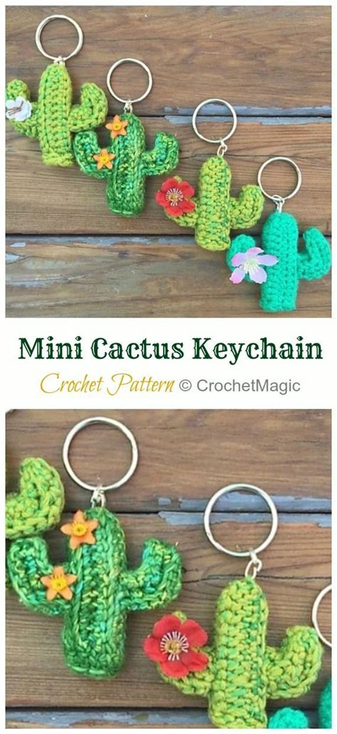 Follow along to see how to crochet an amigurumi cactus keychain. Amigurumi Mini Cactus Keychain Crochet Patterns Crochet ...