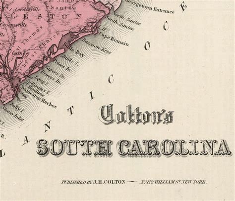 Old Map South Carolina State 1860 Vintage Map Wall Map Print Vintage