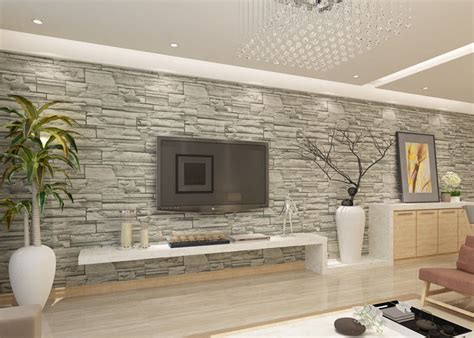 See more ideas about living room designs, home, living room decor. Stylish Removable Faux Brick Wallpaper with Grey Stone ...