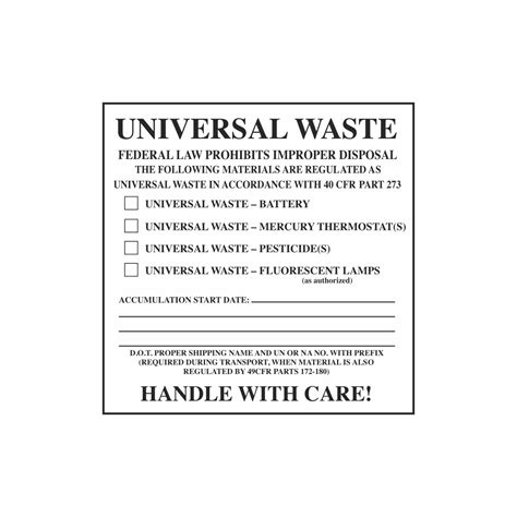 Universal Waste Label Printable