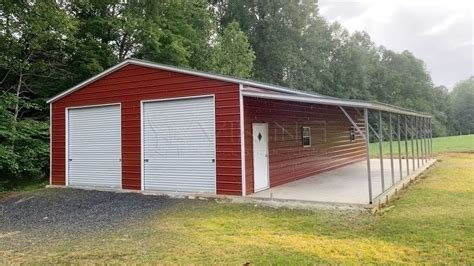 24x50x9 Fully Enclosed Metal Garage With Lean To 24x50 Metal Garage