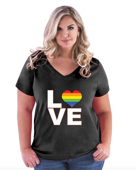 Lgbt Gay Pride Love Rainbow Flag Curvy Plus Tee Shirts Seknovelty