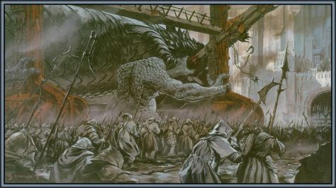 An Image Of A Giant Monster Attacking People