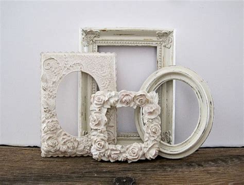 Open Picture Frame Set Of 4 White Shabby Chic Wall Decor Etsy White