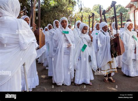 A Procession Of Young Ethiopian Orthodox Christians Take Part In A