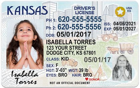 Kansas Kid Driver License For Children Under 12 1 Cute Pooch
