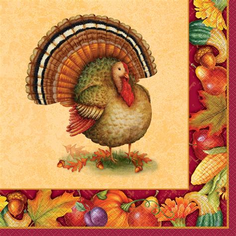 Festive Turkey Thanksgiving Paper Dinner Napkins 8in 16ct Walmart