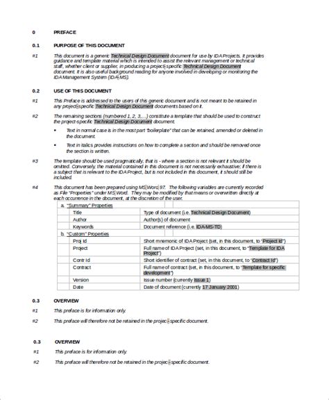 Sample Technical Design Document Template The Document Template