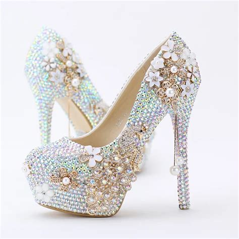 2018 new lovely sparkling women pumps religious ceremony high heels prom party shoes ab color