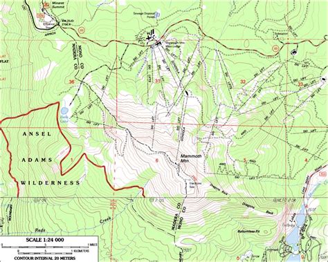 Mammoth Lakestrail Map Mammoth Piste Area Map