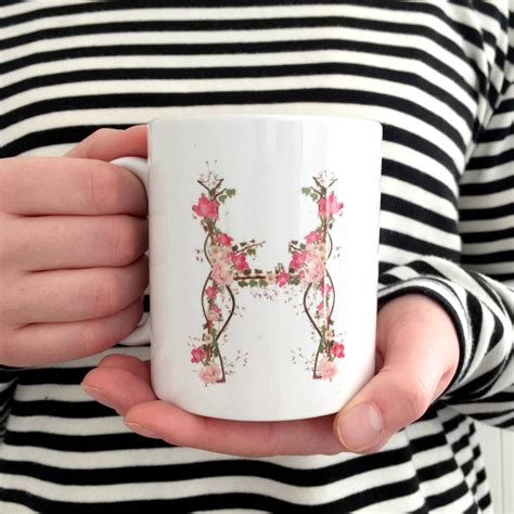 Personalised Floral Initial Mug By Kelly Connor Designs