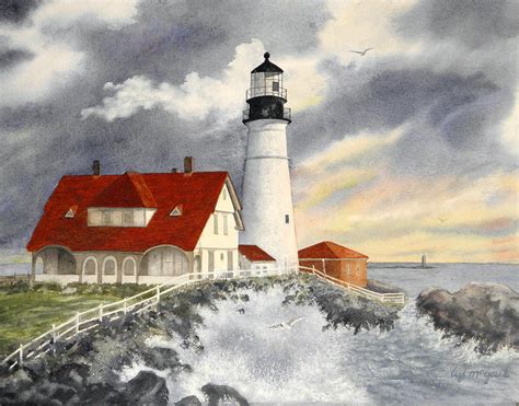 Portland Head Lighthouse Painting By Lizbeth Mcgee Pixels