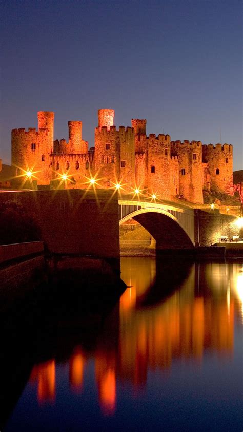 Conwy Castle At Night In Wales Uk Castle Conwy Welsh Castles