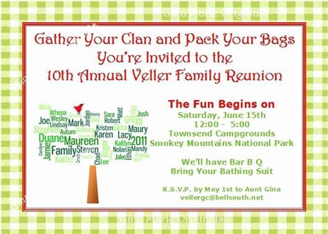 Simply customize it for your event with the dates, times, locations and other important information. Family Reunion Invitation Sample Fresh Family Reunion ...