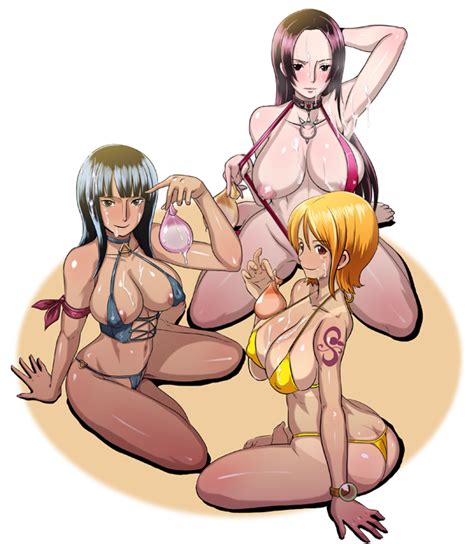 Butcha U Boa Hancock Nami One Piece Nico Robin One Piece 3girls Areola Slip Armpits