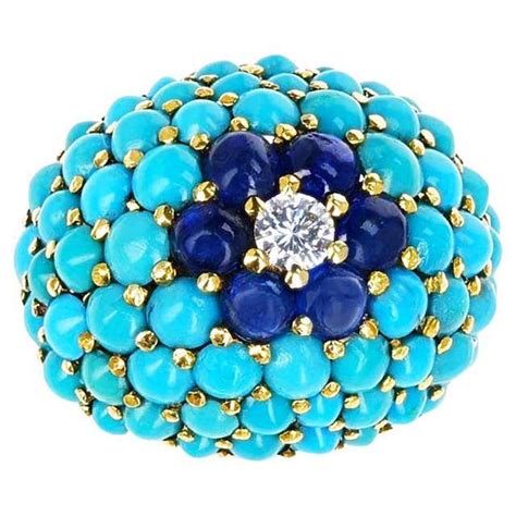 Antique Turquoise Cabochon Diamond Ring For Sale Free Shipping At