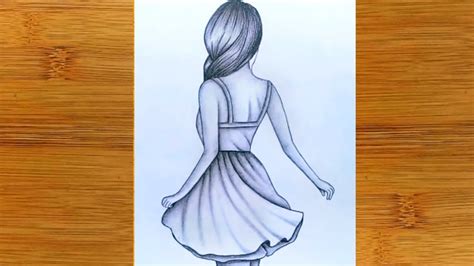 How To Draw A Girl With Back Side Pencil Sketch Tutorial Very Easy