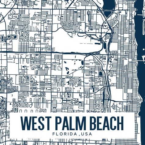 West Palm Beach Florida Map Printable Printable Map For Etsy