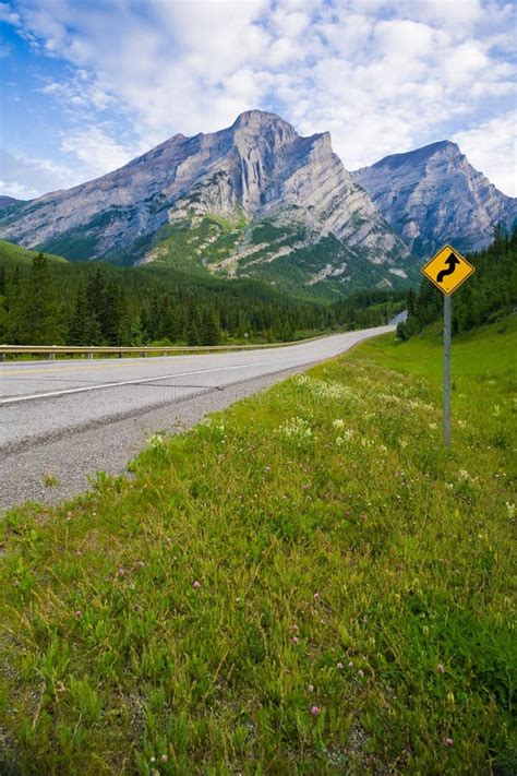 Road In Kananaskis Country In The Canadian Rocky Mountains Stock Image