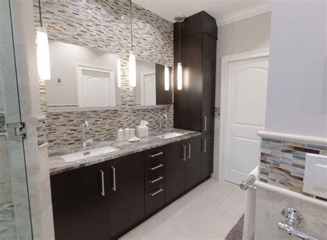 Home and garden » furniture » chests and cabinets. Dark brown cabinets for a modern and cool bathroom remodel. #bathrooms #bathroomspaces # ...