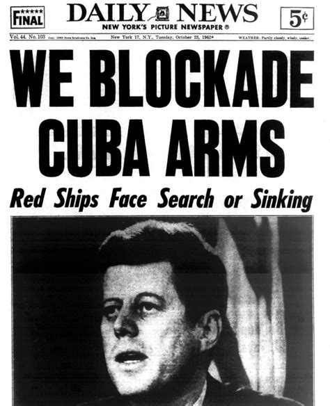 New York Daily News Front Page During The Cuban Missile Crisis 1962