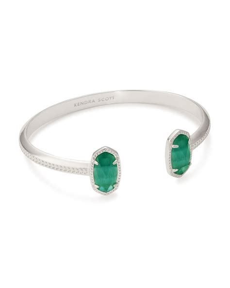 Maybe you would like to learn more about one of these? Elton Silver Cuff Bracelet in Emerald Cat's Eye | Kendra Scott