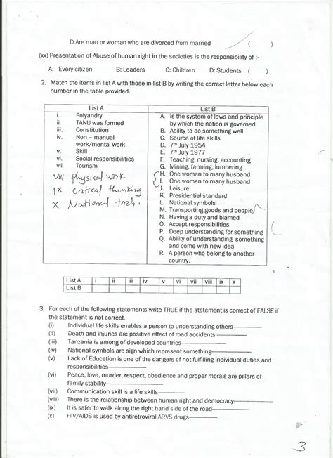 Form One Study Notes And Past Papers Blog Civics Form One Mid Term Test