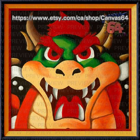 Bowser Portrait Canvas Print Super Mario 64 Painting From Etsy