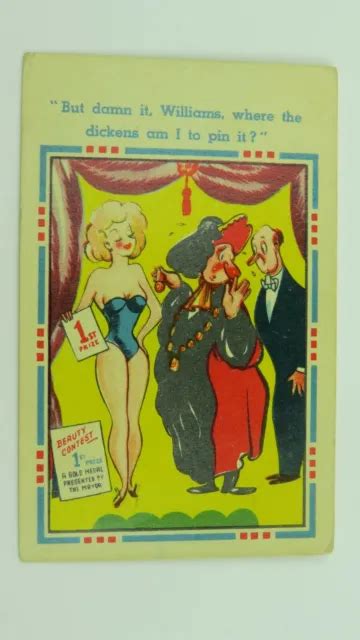 S VINTAGE RISQUE Comic Postcard Blonde Big Boobs Beauty Contest Lord Mayor PicClick UK