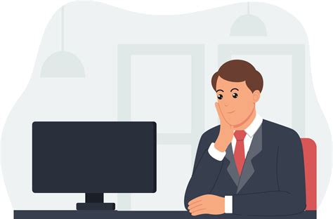 Portrait Of A Business Man Using His Computer 10314603 Vector Art At