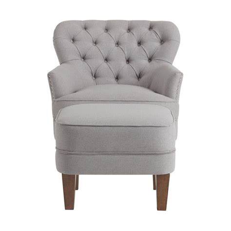 Baxton studio dorais transitional beige fabric upholstered accent chair. Brittany Grey Fabric Accent Chair with Ottoman | Costco UK