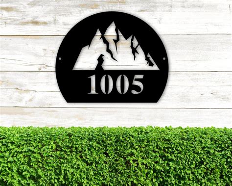 Personalized Mountain Address Metal Sign Rustic Address Sign Country