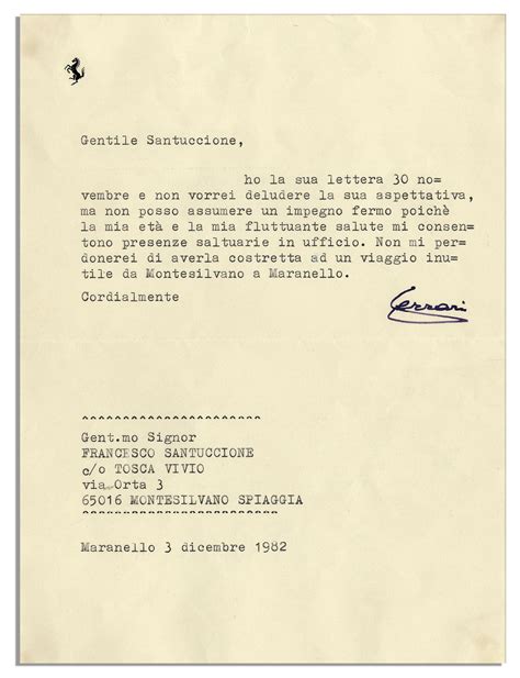 We did not find results for: Lot Detail - Enzo Ferrari Typed Letters Signed -- Lot of 7 -- ''...an exciting era of motor car ...