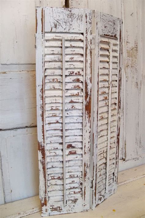 Wooden Shutter Creamy White Distressed Tall Recycled Piece Etsy