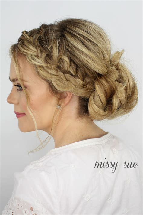 waterfall french braid messy bun missy sue bun hairstyles loose bun hairstyles flat hair