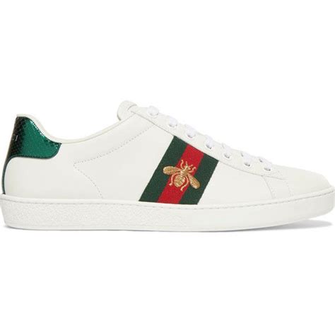 Gucci Ace Watersnake Trimmed Embroidered Leather Sneakers €500 Liked