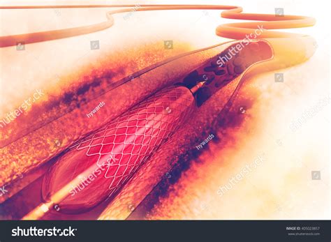 Stent Angioplasty Procedure Placing Balloon Ilustración De Stock