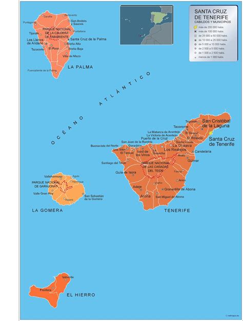 El mapa mudo de tenerife es una estupenda herramienta para configurar mapas personalizados de la isla sobre los que resaltar las características que necesarias en un momento dado, sin que haya otros datos que distraigan la atención. Mapa Municipios Tenerife | Vector World Maps