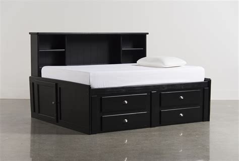 Summit Black Full Roomsaver Bed W2 Drawer Captains Trundle Living Spaces