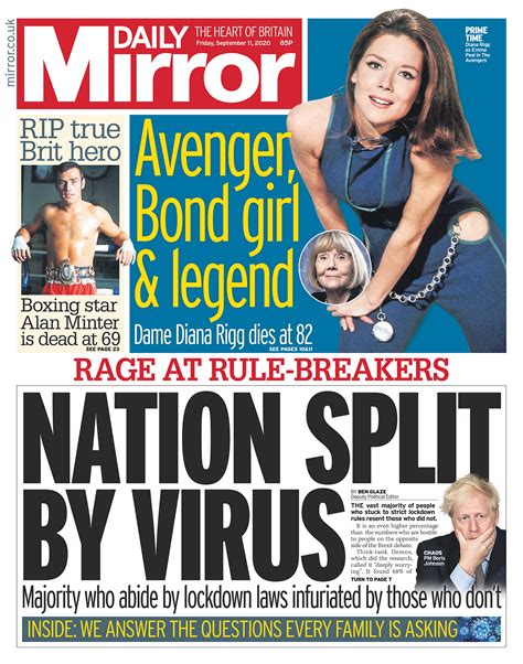 Daily Mirror Front Page 11th Of September 2020 Tomorrows Papers Today