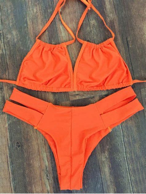 [20 off] 2021 lace up orange bikini set in orange zaful