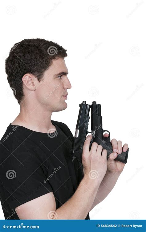 Man Holding A Pistol Stock Photo Image Of Killer Adult 56834542