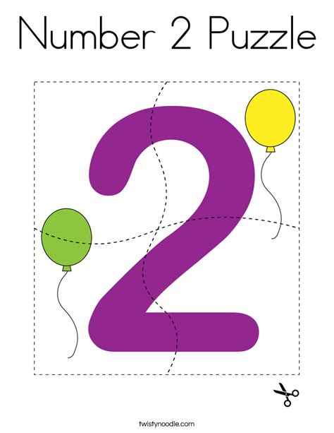 Number 2 Puzzle Coloring Page Twisty Noodle Learning Numbers