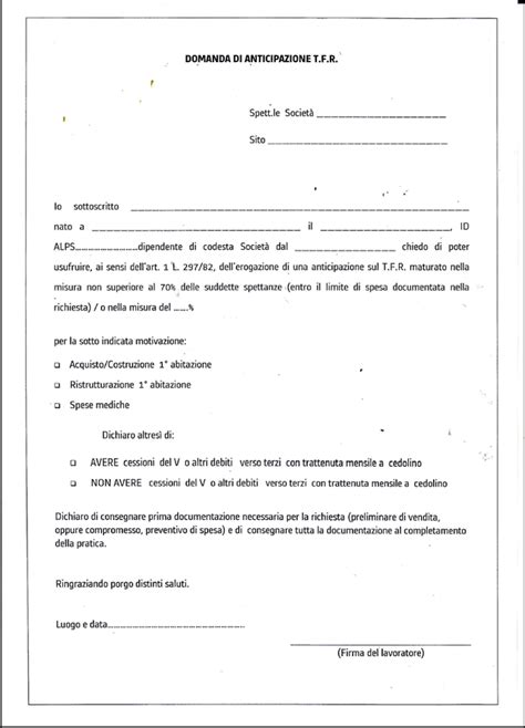 Modulo Richiesta Anticipo Tfr Uilm Provincia Di Cuneo